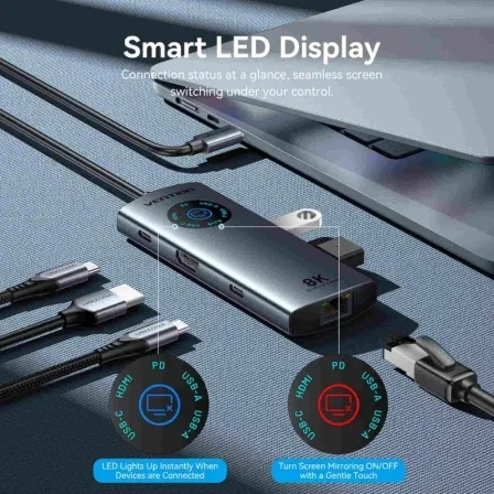 Vention Docking Station 6 en 1 TQZHB USB-C 8K Gris